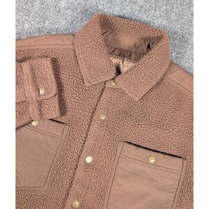 Burlebo Montana Jacket Mens Medium Brown Sherpa Fleece Snap Buttons